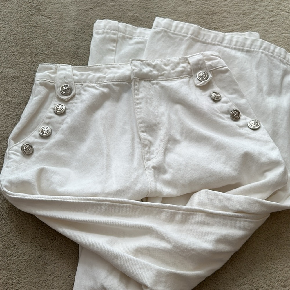 Vici state fair high rise white Button-Detail Wide-Leg Pants/jeans size medium - Picture 2 of 4